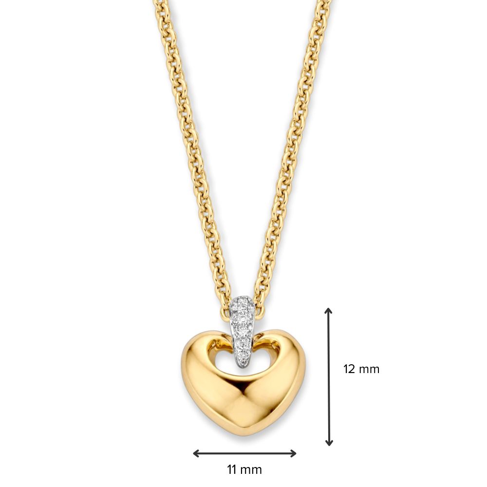 Pendentif en or jaune en forme de cœur avec diamant - 14 carats - 0,05 crt diamant