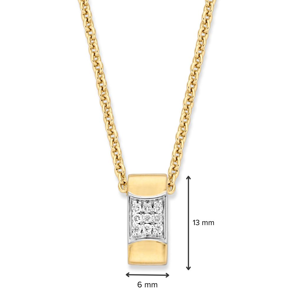 Pendentif en or jaune avec diamant en pavé - 14 carats - 0,10 crt diamant