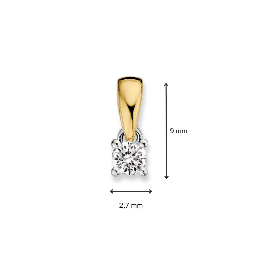 Pendentif Bicolore en Or avec Diamant Brillant de 0,10 ct – Élégance Intemporelle pour Femme