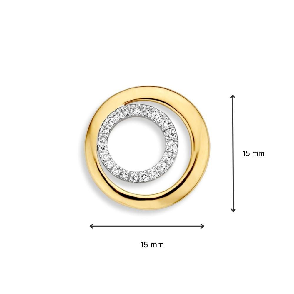 Pendentif Bicolore en Or Blanc et Or Jaune avec Diamant Brillant de 0,11 Carat – Or 14 Carats