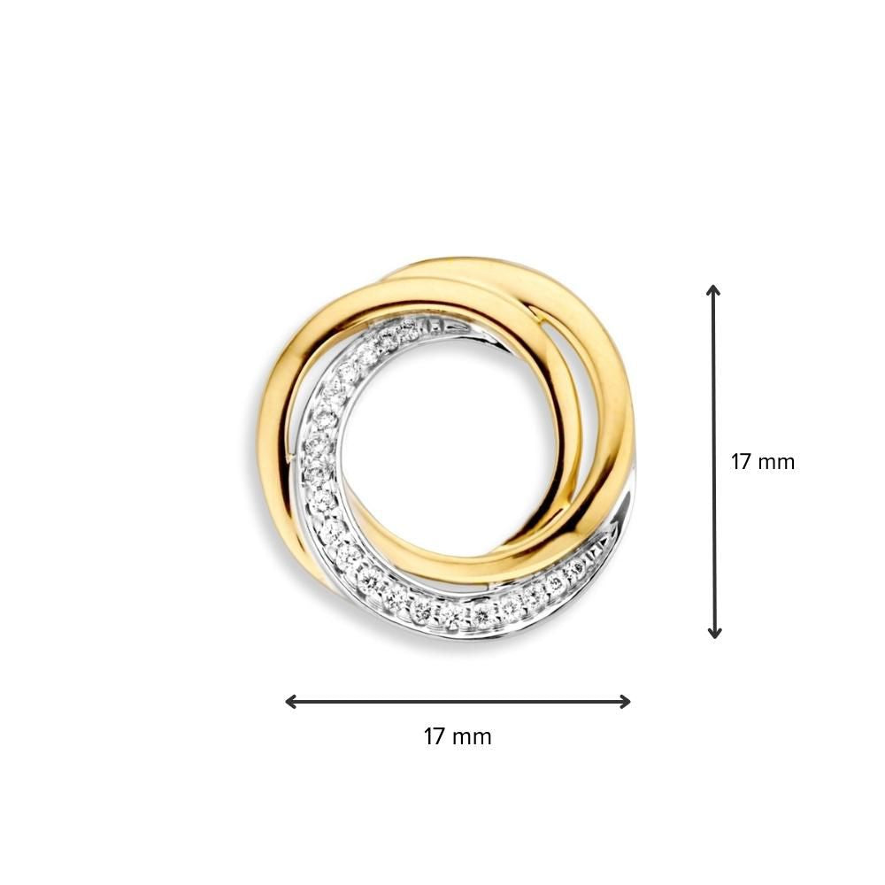 Pendentif bicolore en or blanc et or jaune avec diamant – 14 carats, 0.11 carat brillant