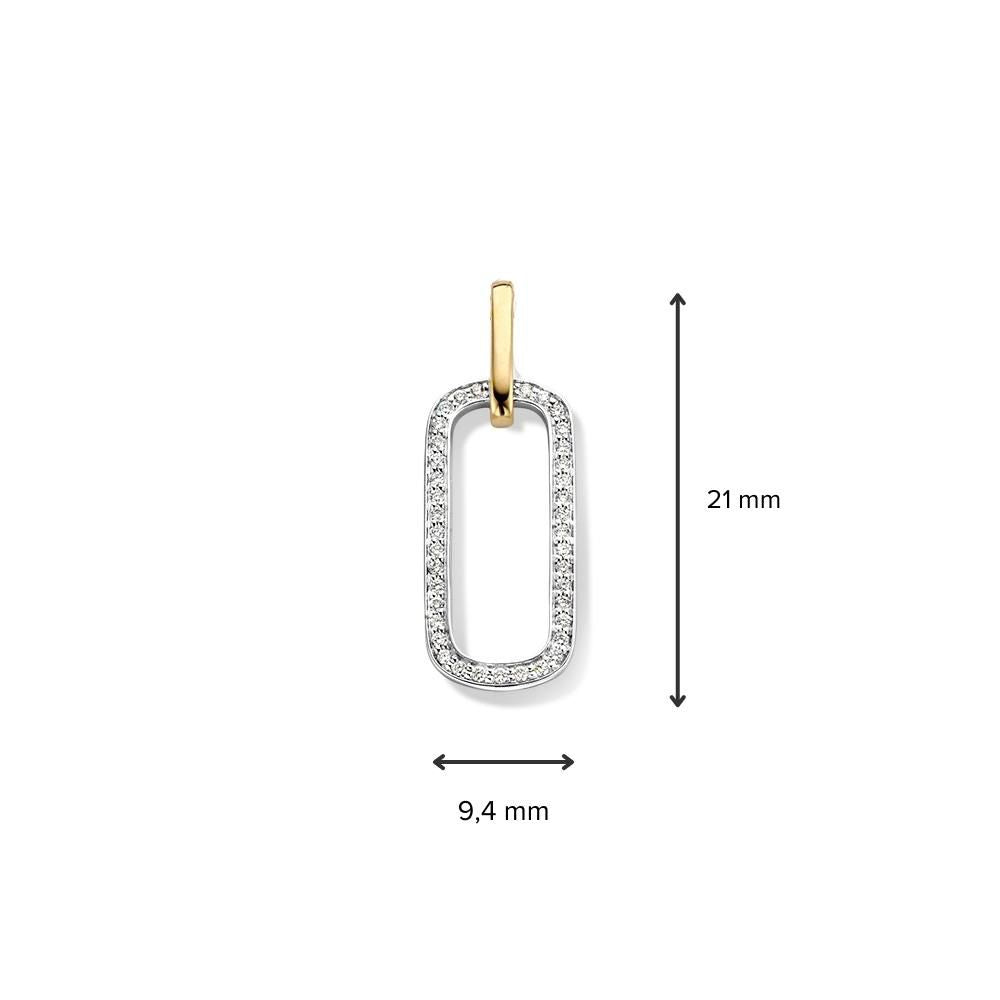 Pendentif en diamant au design frappant - Pendentif en or jaune/blanc 14 carats - 0,14 crt diamant