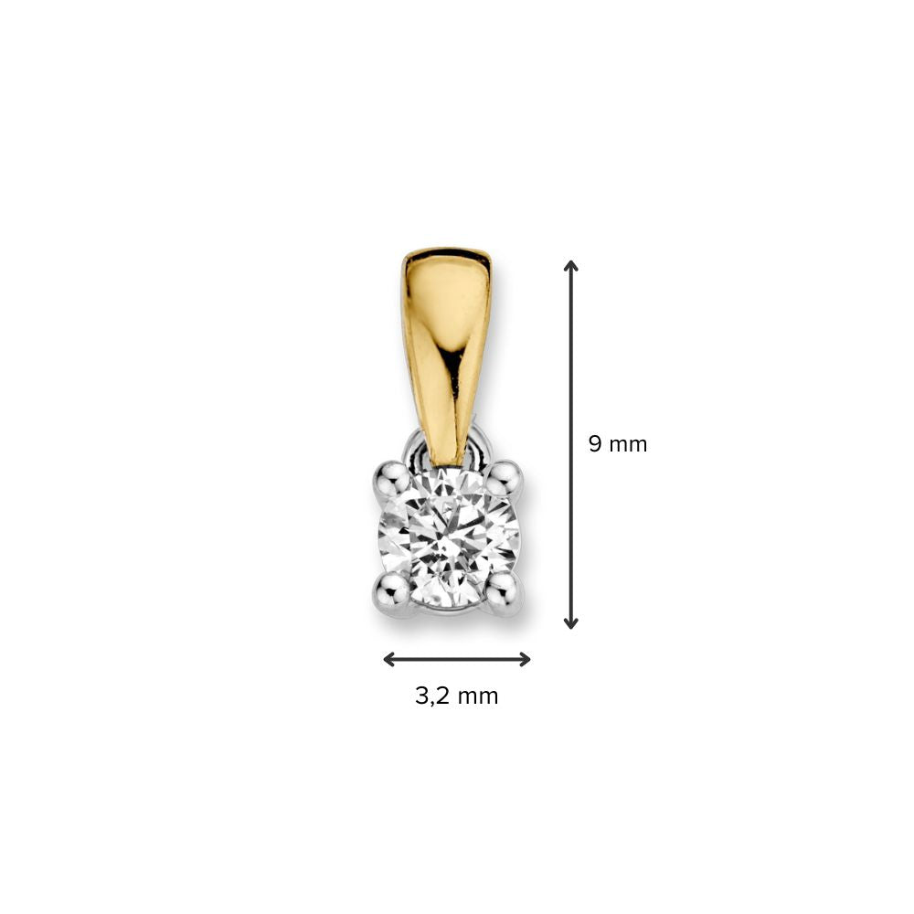 Pendentif solitaires en or bicolore 14 carats avec diamant brillant de 0,16 ct