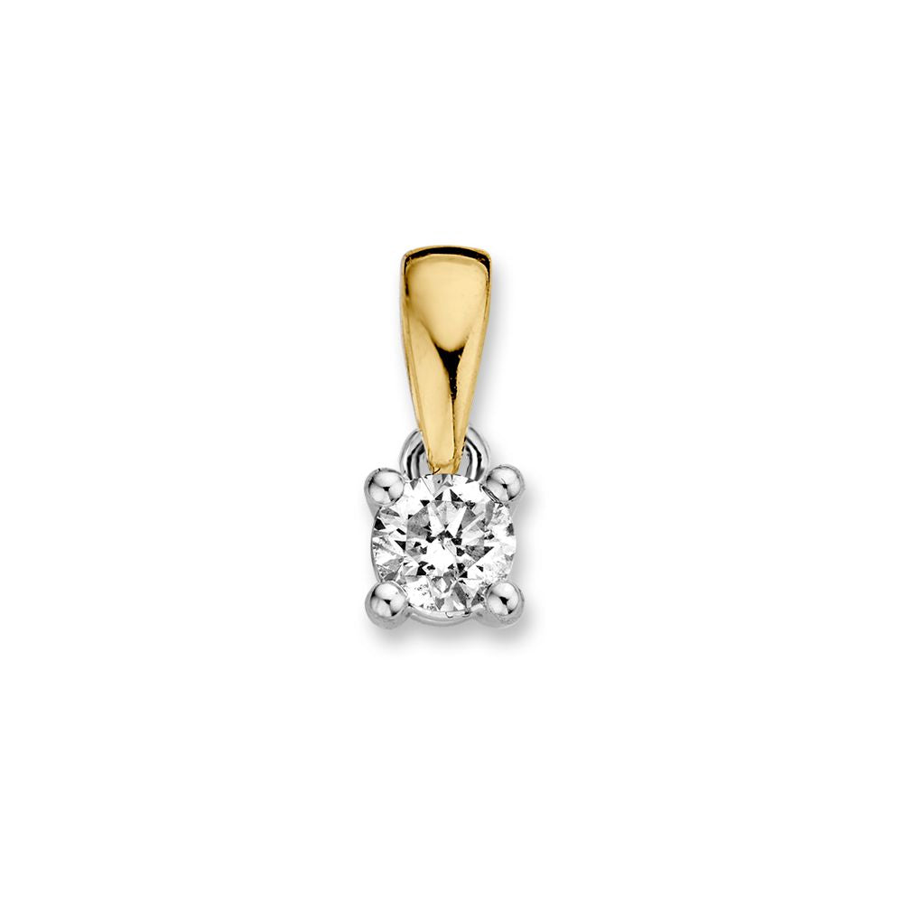Pendentif en or bicolore avec un brillant de 0,24 ct, monté sur quatre griffes.