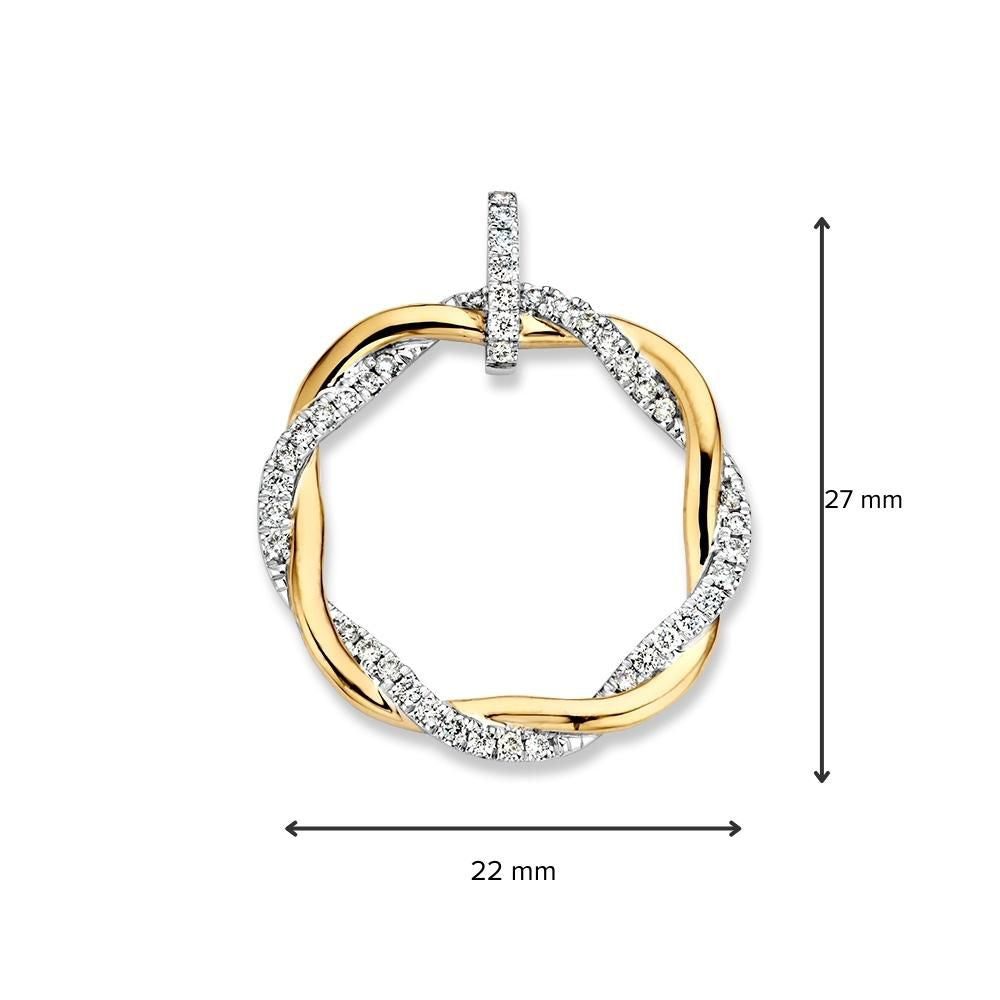 Pendentif en Or Bicolore avec Bande Tordue et Diamant