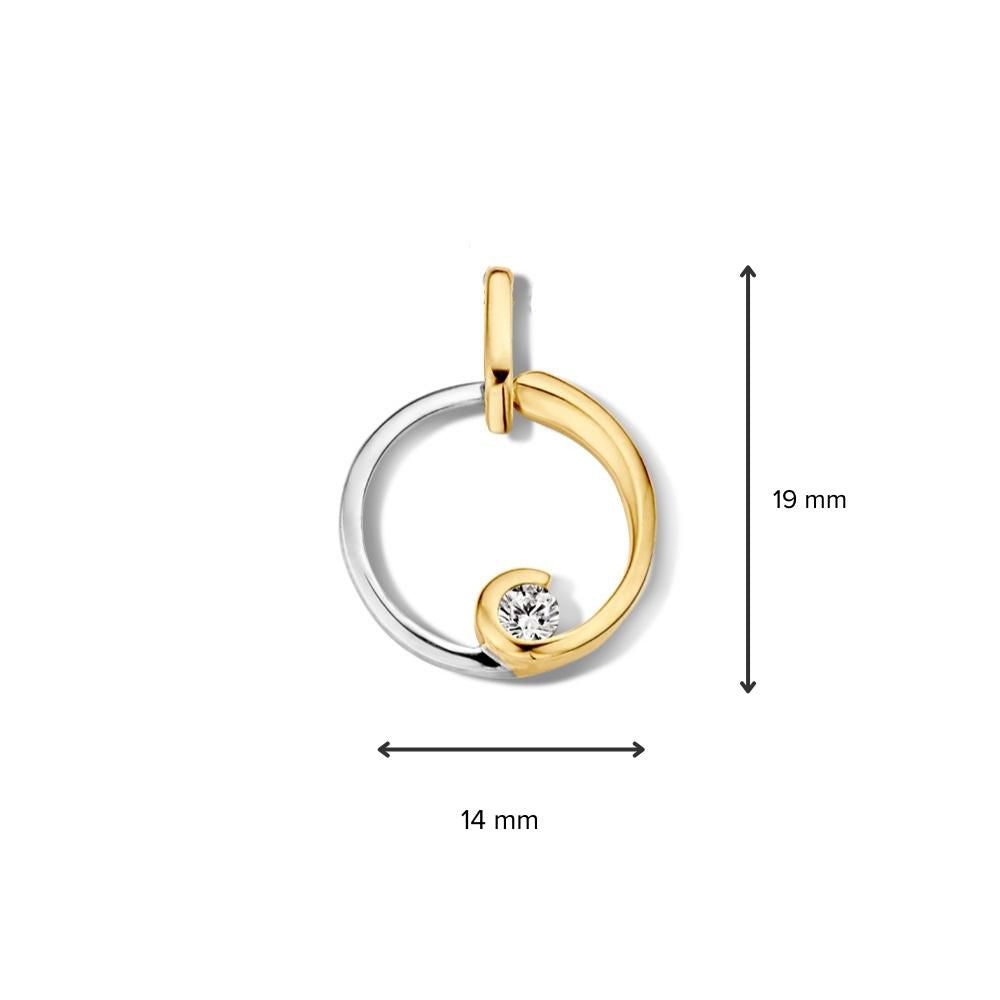 Pendentif bicolore en or blanc et or jaune avec zircones
