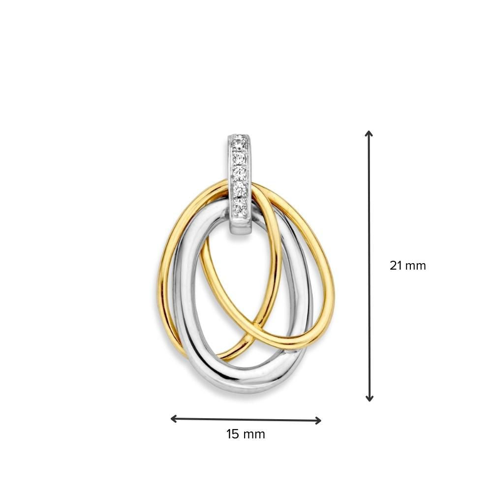 Pendentif Bicolore en Or avec Zircone – Élégante Combinaison d'Or Jaune et d'Or Blanc
