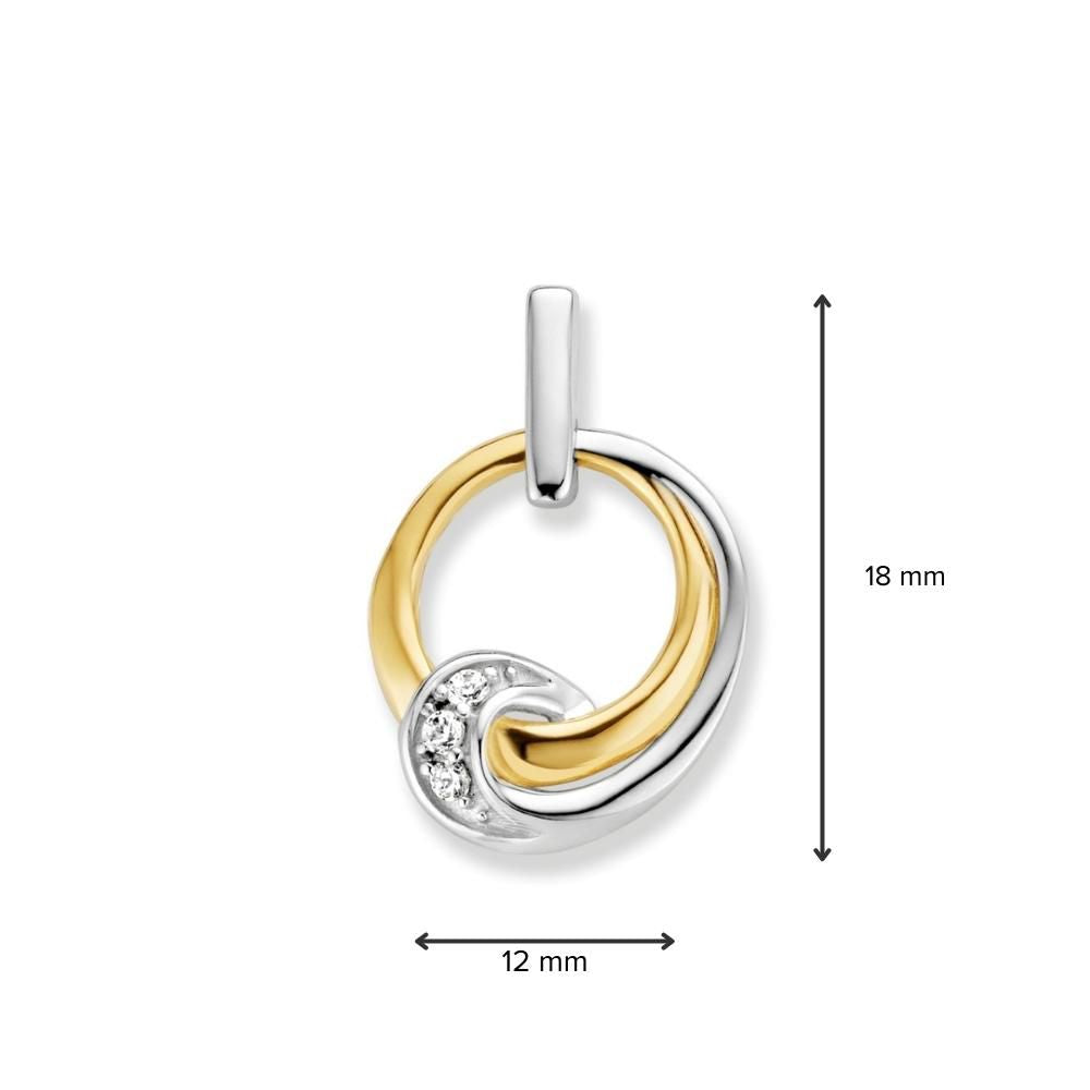 Pendentif Bicolore en Or Blanc et Or Jaune avec Zircone – Élégant et Raffiné