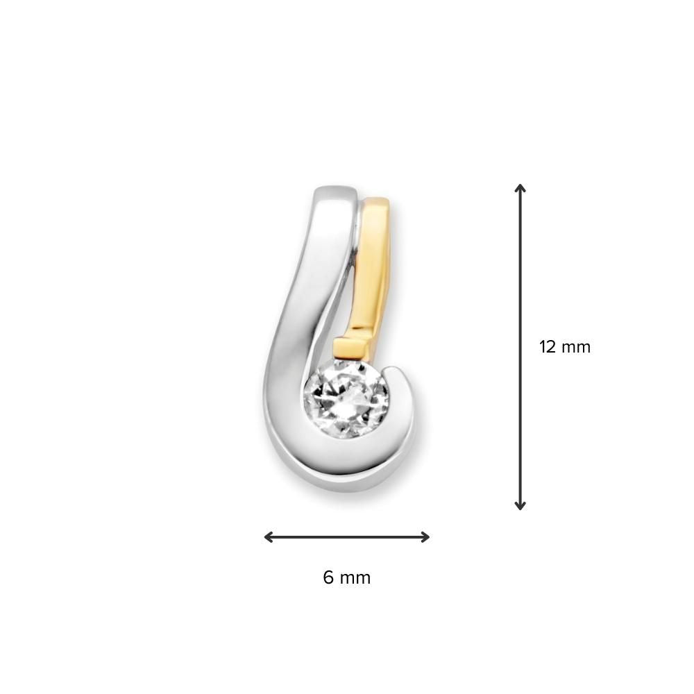 Pendentif Bicolore en Or Blanc et Or Jaune avec Zircones – Subtil et Chic