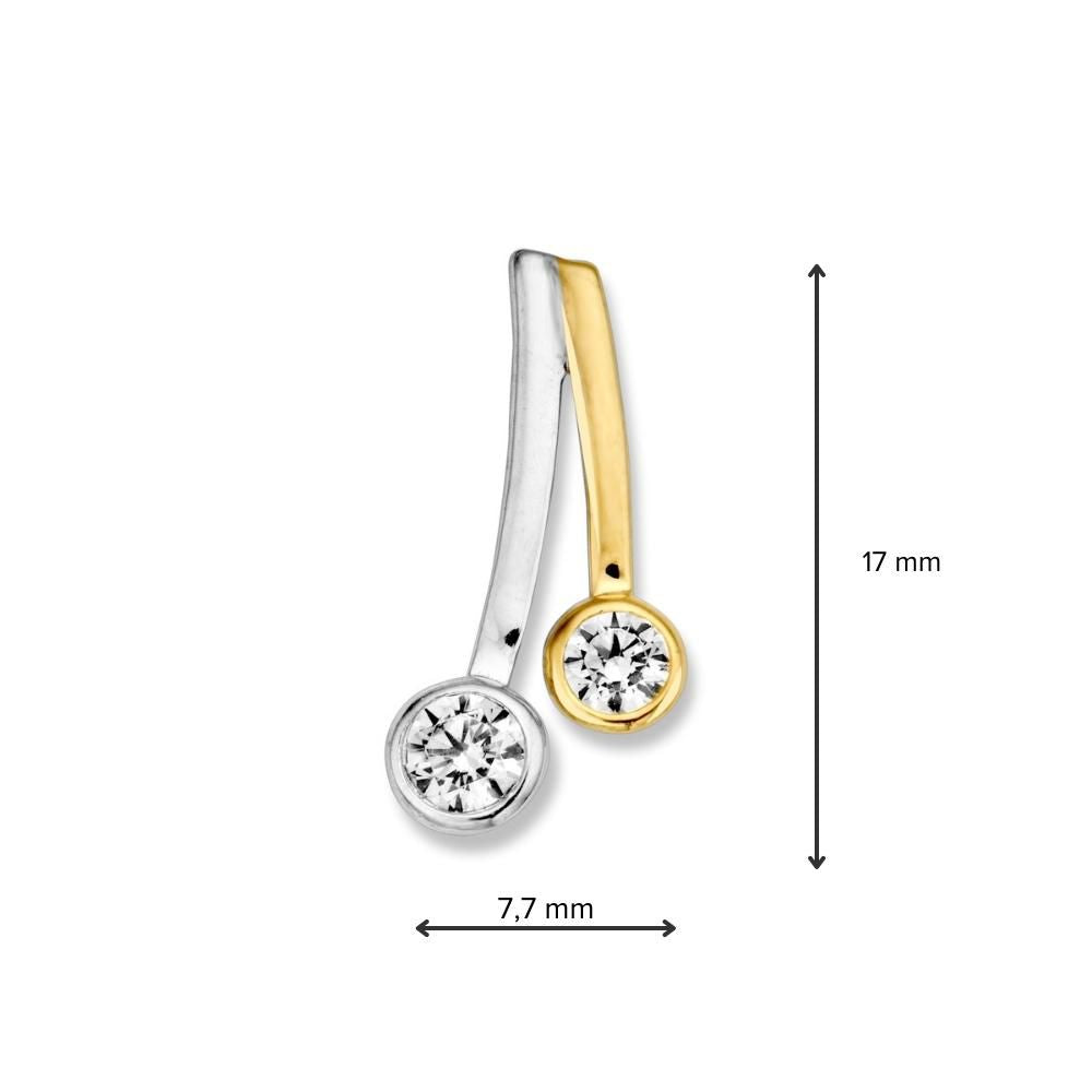 Pendentif Bicolore en Or Blanc et Or Jaune avec Zircone – Design Élégant et Intemporel