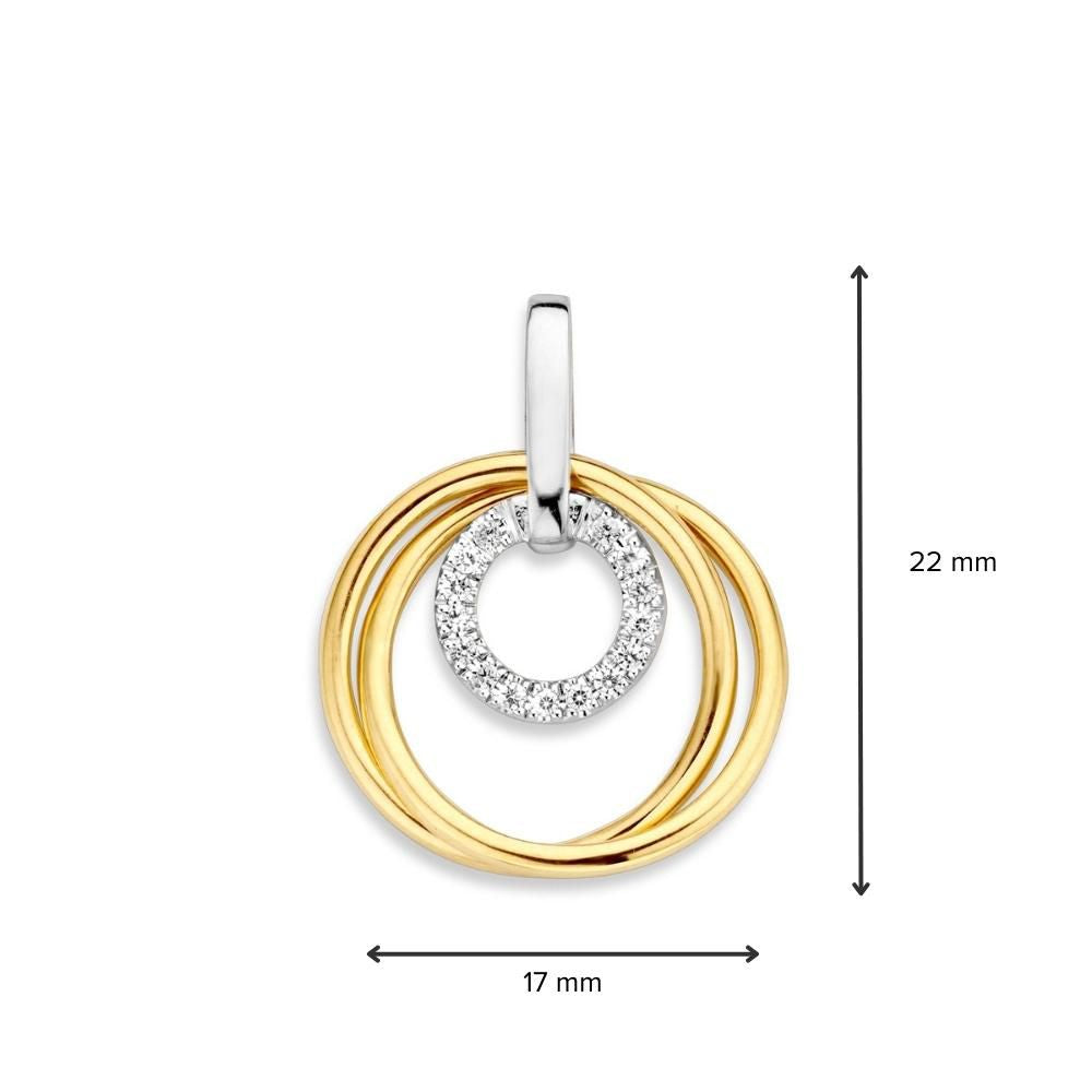 Pendentif en or bicolore avec zircone – or jaune/or blanc 14 carats – 22 mm de longueur