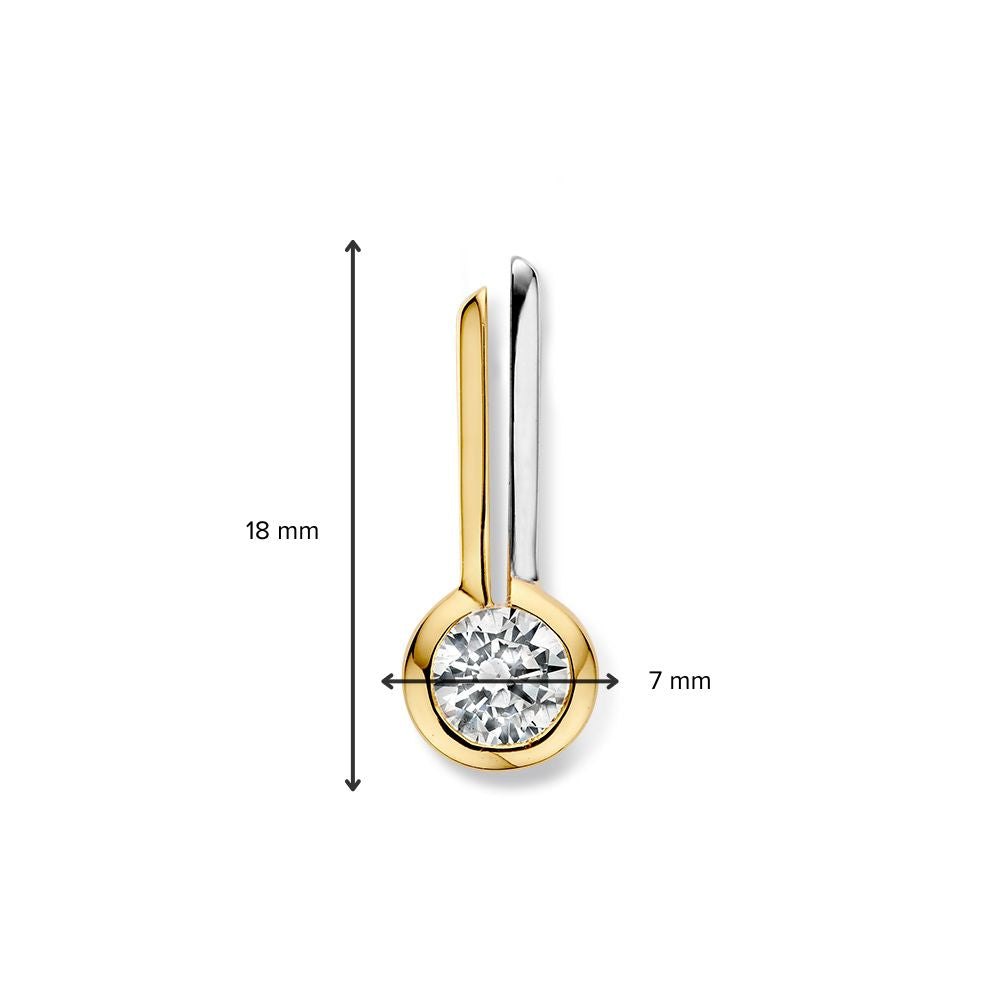 Pendentif Bicolore en Or avec Zircone – Charme Élégant et Étincelant