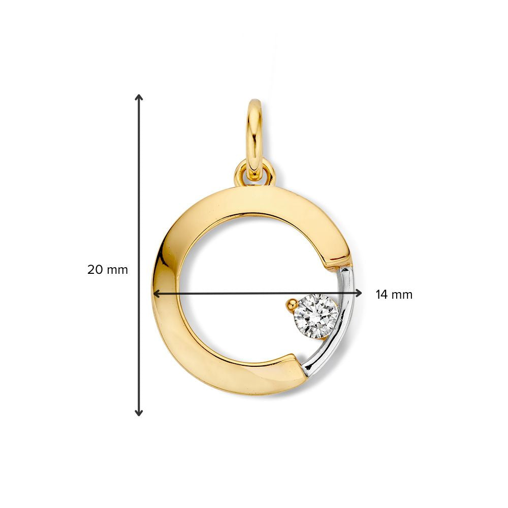 Pendentif Bicolore en Or avec Zircone – Élégance Raffinée en Or Jaune et Or Blanc