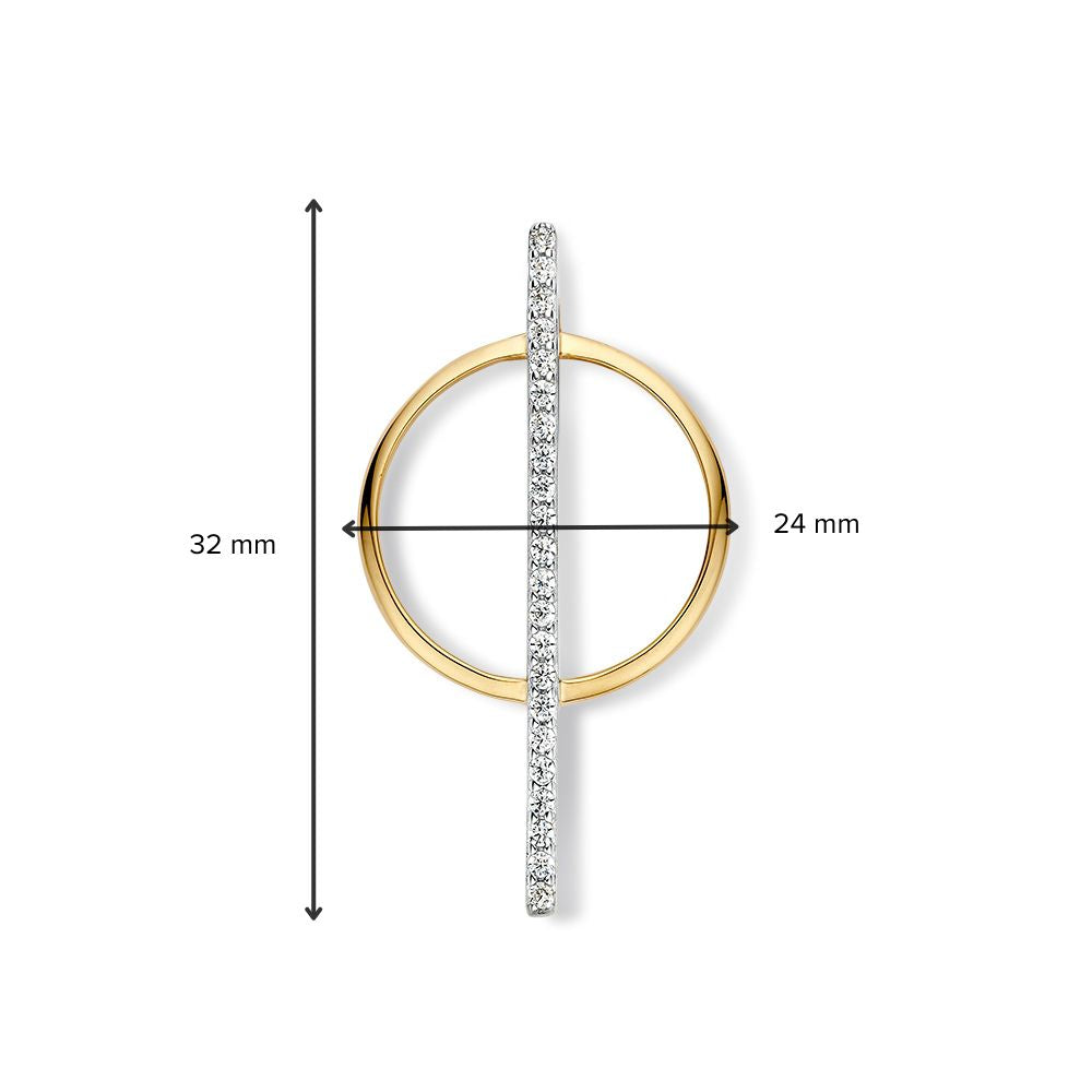 Pendentif bicolore en or blanc et or jaune avec zircones
