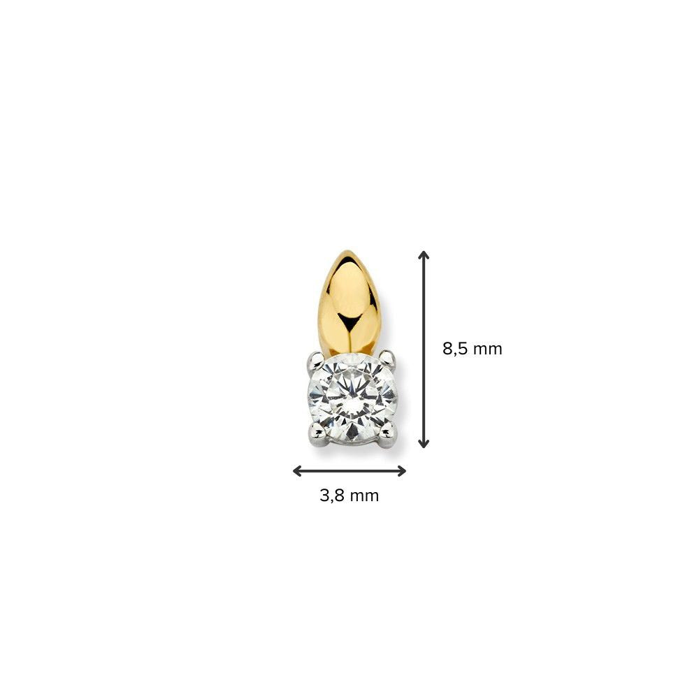 Pendentif solitaire bicolore en or blanc et or jaune avec zircone – 14 carats