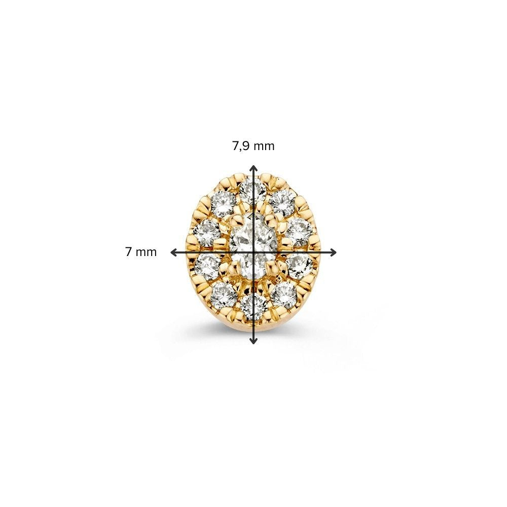 Pendentif entourage en or jaune 14k avec diamants ovales et brillants de 0,21 ct pour femme
