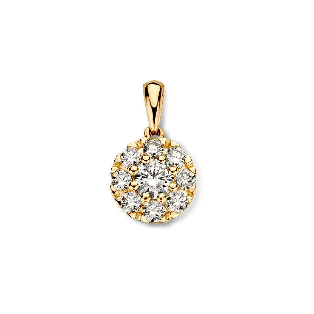 Pendentif en or jaune classique entouré de diamants de 0,40 ct.