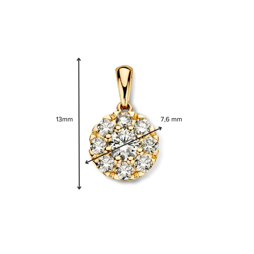 Pendentif Entourage Classique en Or Jaune avec 0,40 ct de Diamants – Élégance en Or 14 Carats