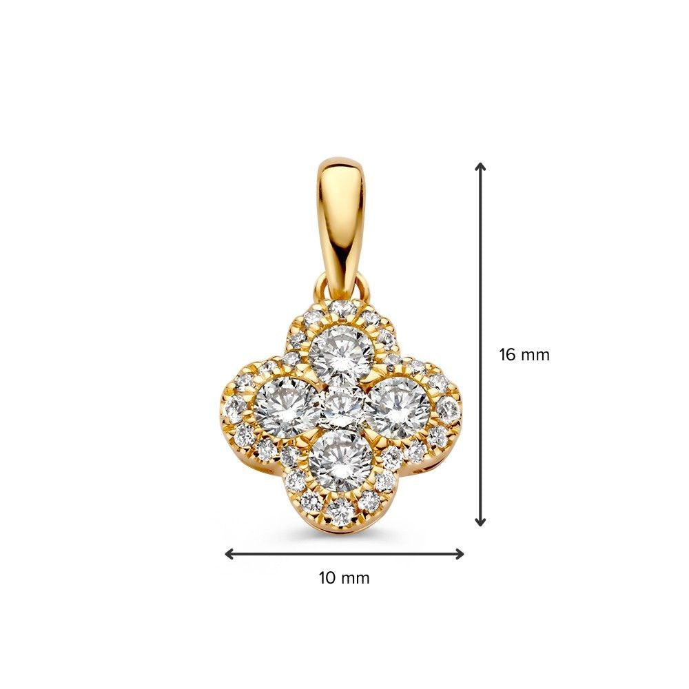 Pendentif en Or Jaune avec 0,48 crt Diamant – Pendentif Élégant en Or 14 Carats pour Femme