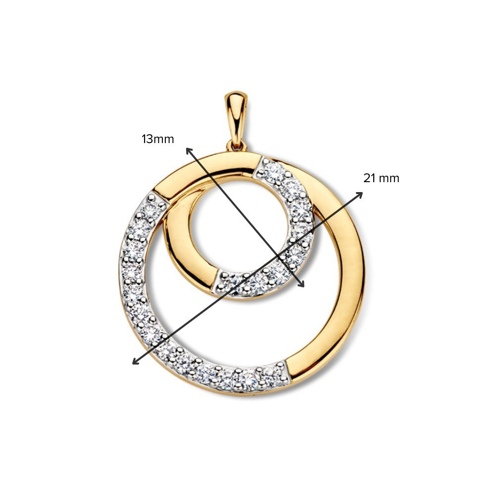 Superbe Pendentif en Or Jaune avec Forme Ronde et Sertissage Asymétrique de 0,50 ct Diamants