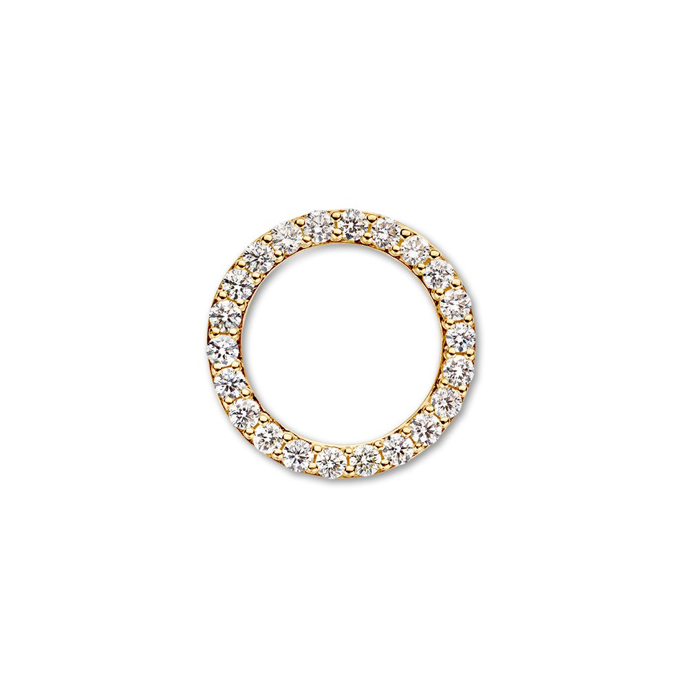 Pendentif rond en or jaune, orné de diamants scintillants de 0,74 ct et d'yeux cachés.