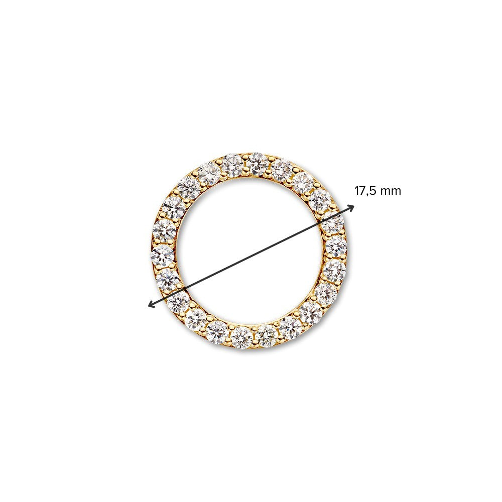 Pendentif Rond Élégant en Or Jaune avec 0,74 ct de Diamants Étincelants et Yeux Cachés