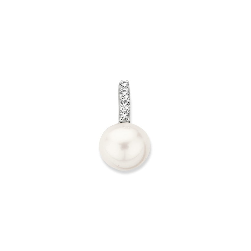 Pendentif en or jaune avec zirconiums et perle d'eau douce.