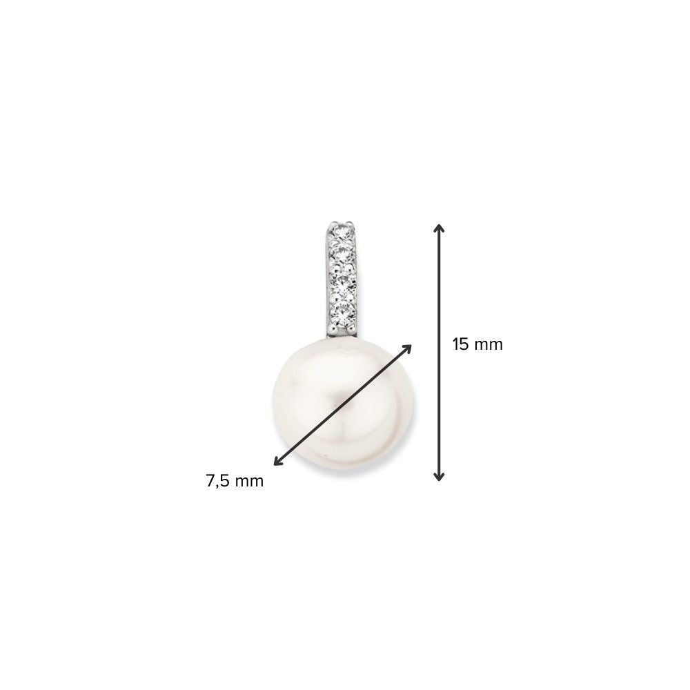 Pendentif en or jaune avec zircones et perle d'eau douce – 14 carats