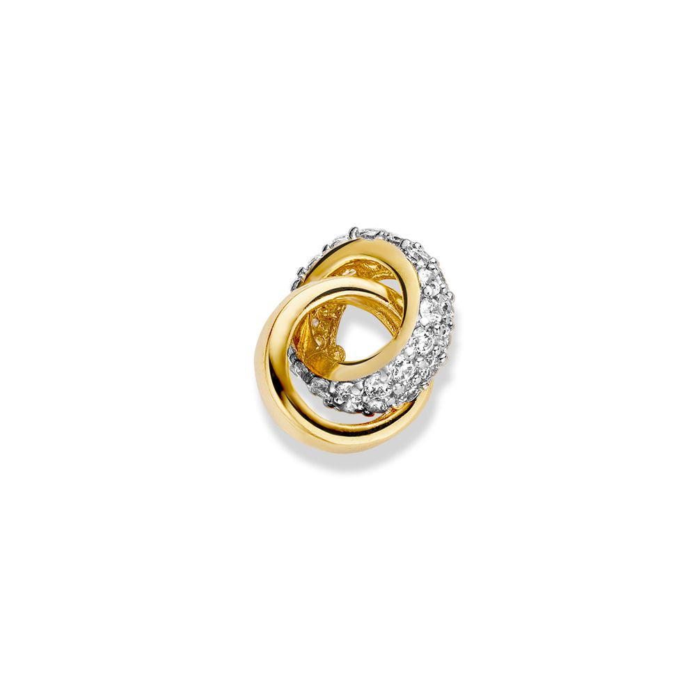 Pendentif bicolore en or blanc et or jaune avec zirconia, 14 carats, 1,3 grammes, 2,8 mm.