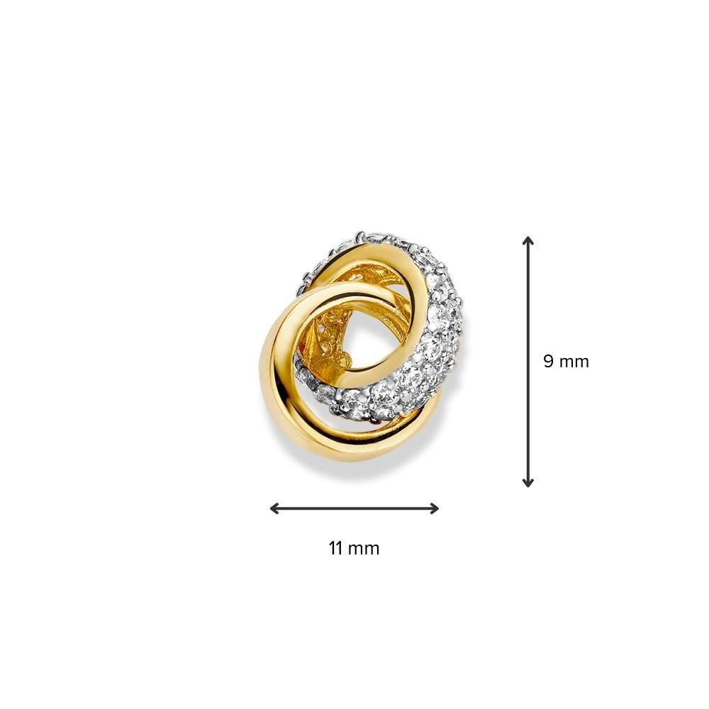 Pendentif bicolore en or blanc et or jaune avec zircone – 14 carats, 1,3 grammes, 2,8 mm
