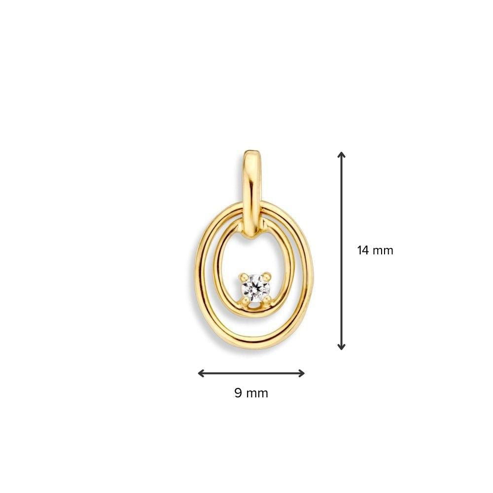 Pendentif Raffiné en Or avec Zircones - Or Jaune 14 Carats