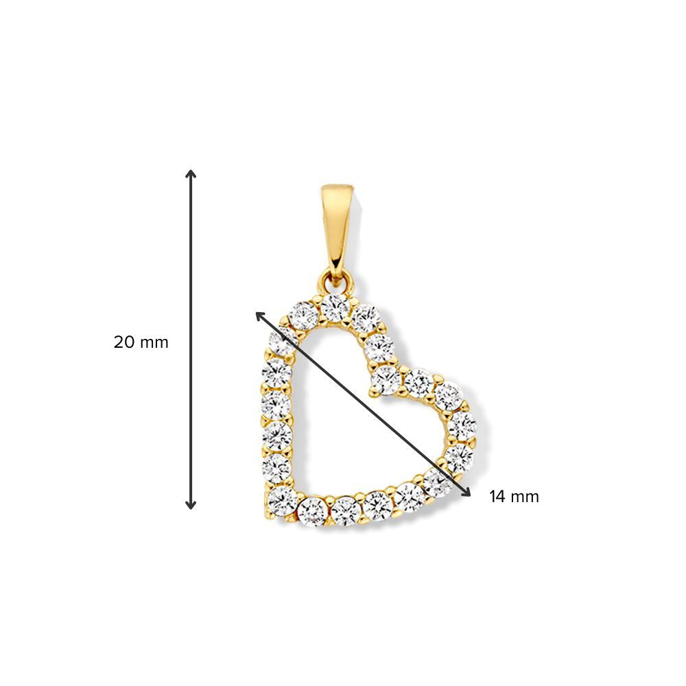 Pendentif en Or Jaune en Forme de Cœur avec Zircones - Élégance Envoûtante - Van der Kooij