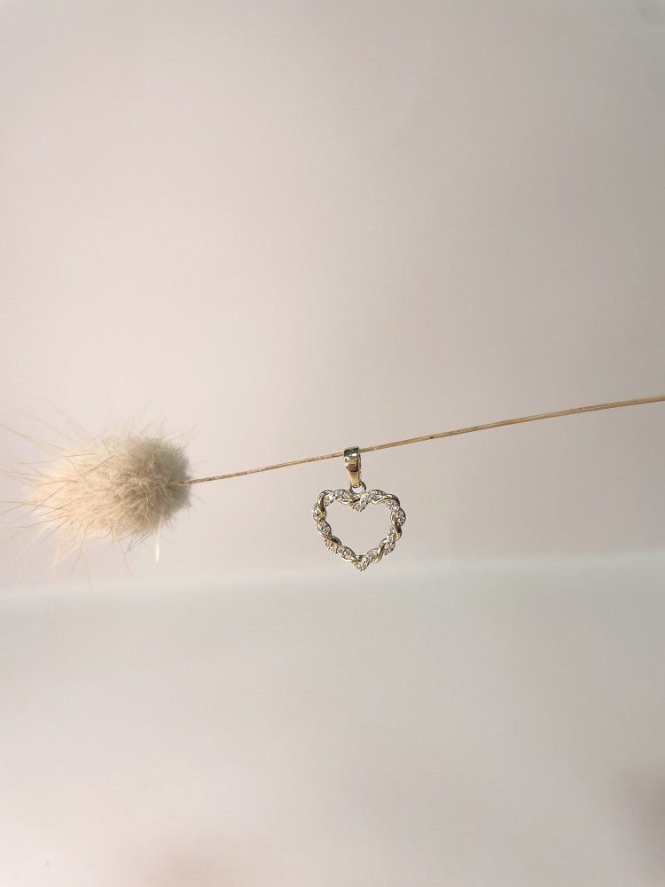 Pendentif en Or Jaune en Forme de Coeur avec Bande Tordue et Zircone – Van der Kooij