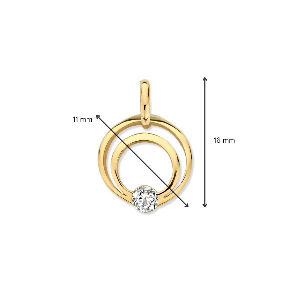 Pendentif en Or Jaune 14K avec Zircone – Bijou Élégant pour Femme