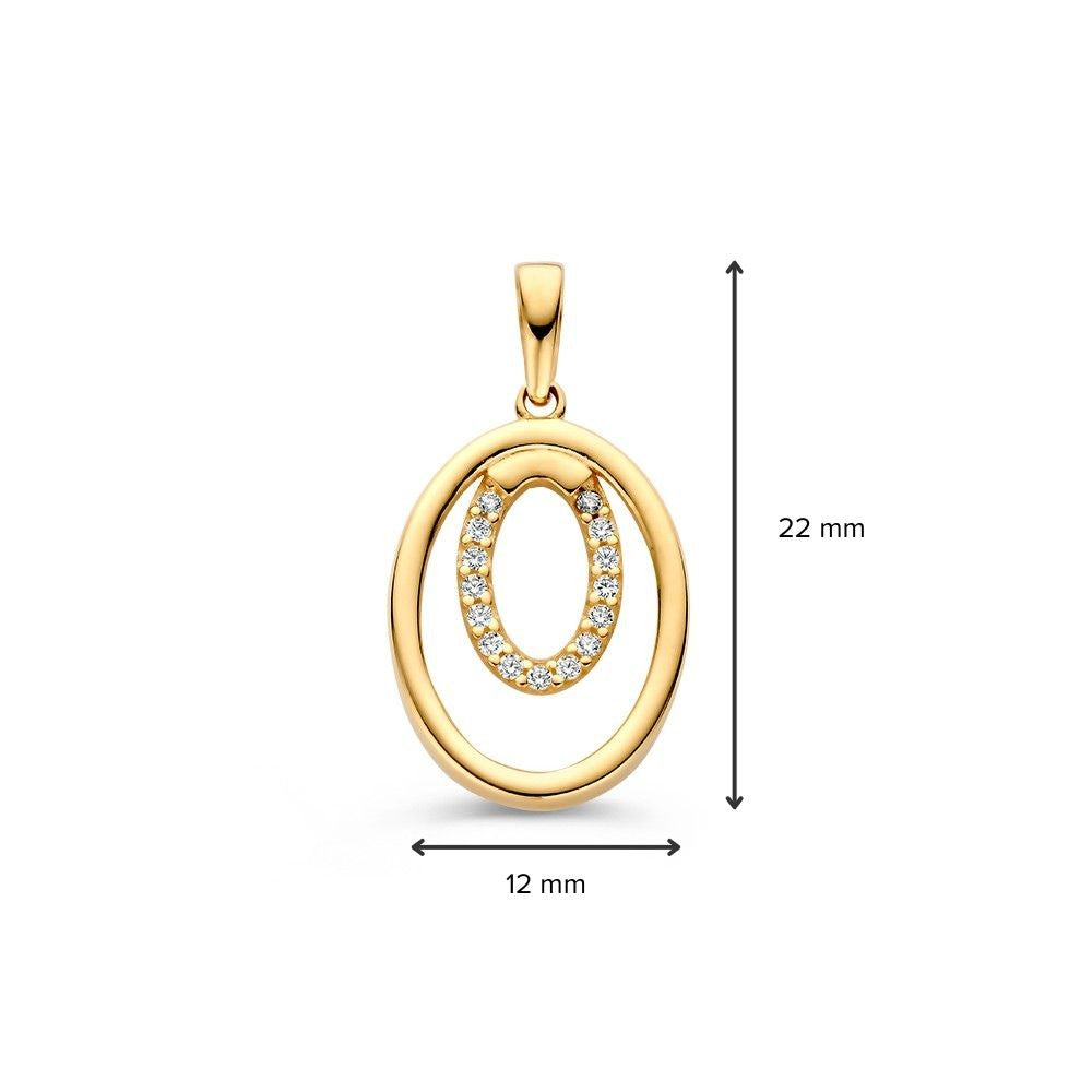 Pendentif en or jaune 14K avec zircone – Boucles d'oreilles élégantes pour femme