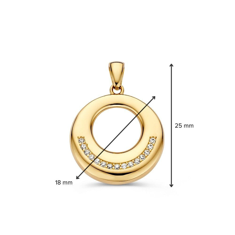 Pendentif Ronde en Or Jaune avec Zircone – Élégance Intemporelle