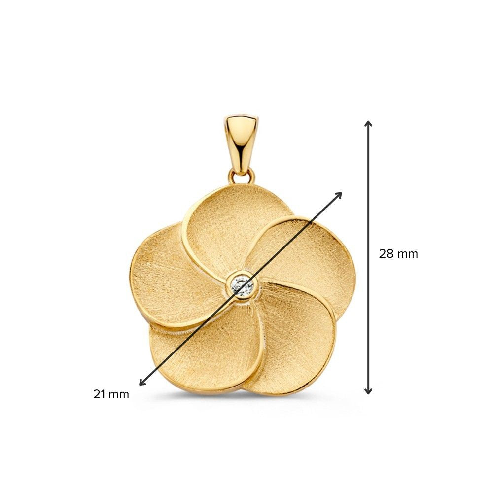 Pendentif Fleur Élégant en Or avec Zircone – Intemporel et Subtil
