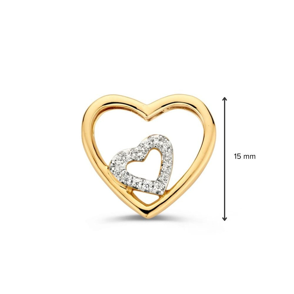 Pendentif en Or Jaune Ludique avec Cœurs Tressés et Zircones