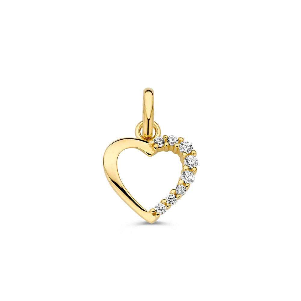 Pendentif en cœur en or jaune avec zircons.
