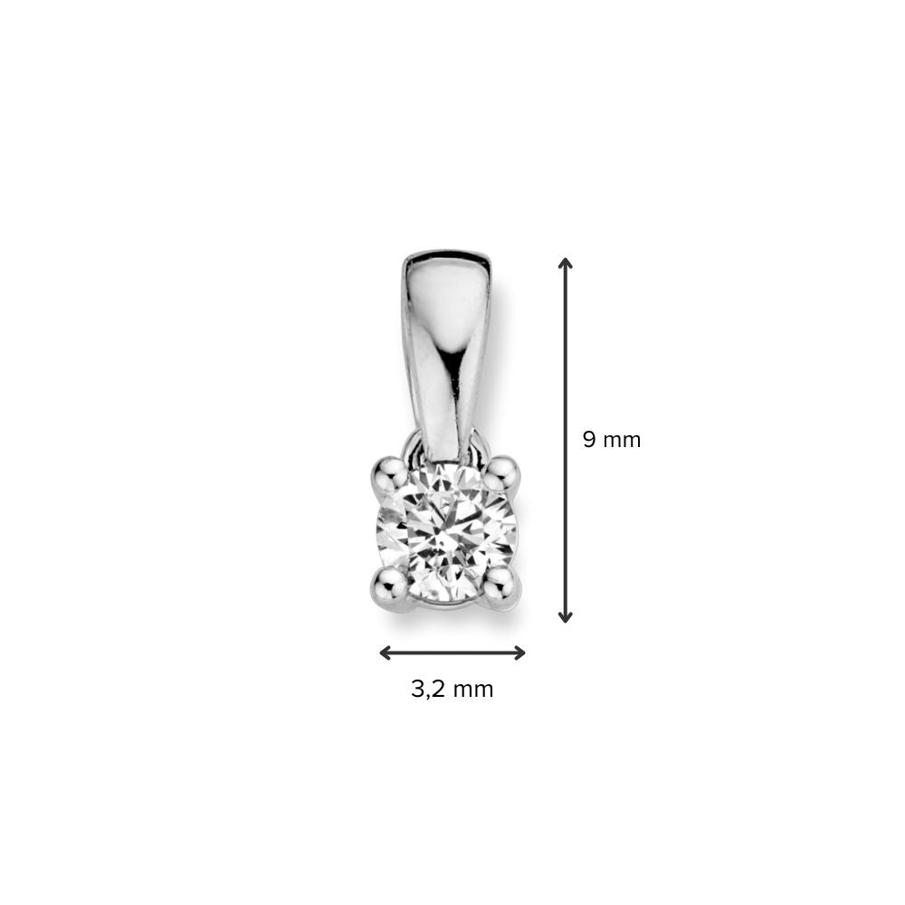 Pendentif en Or Blanc 14 Carats avec Diamant Brillant de 0,16ct