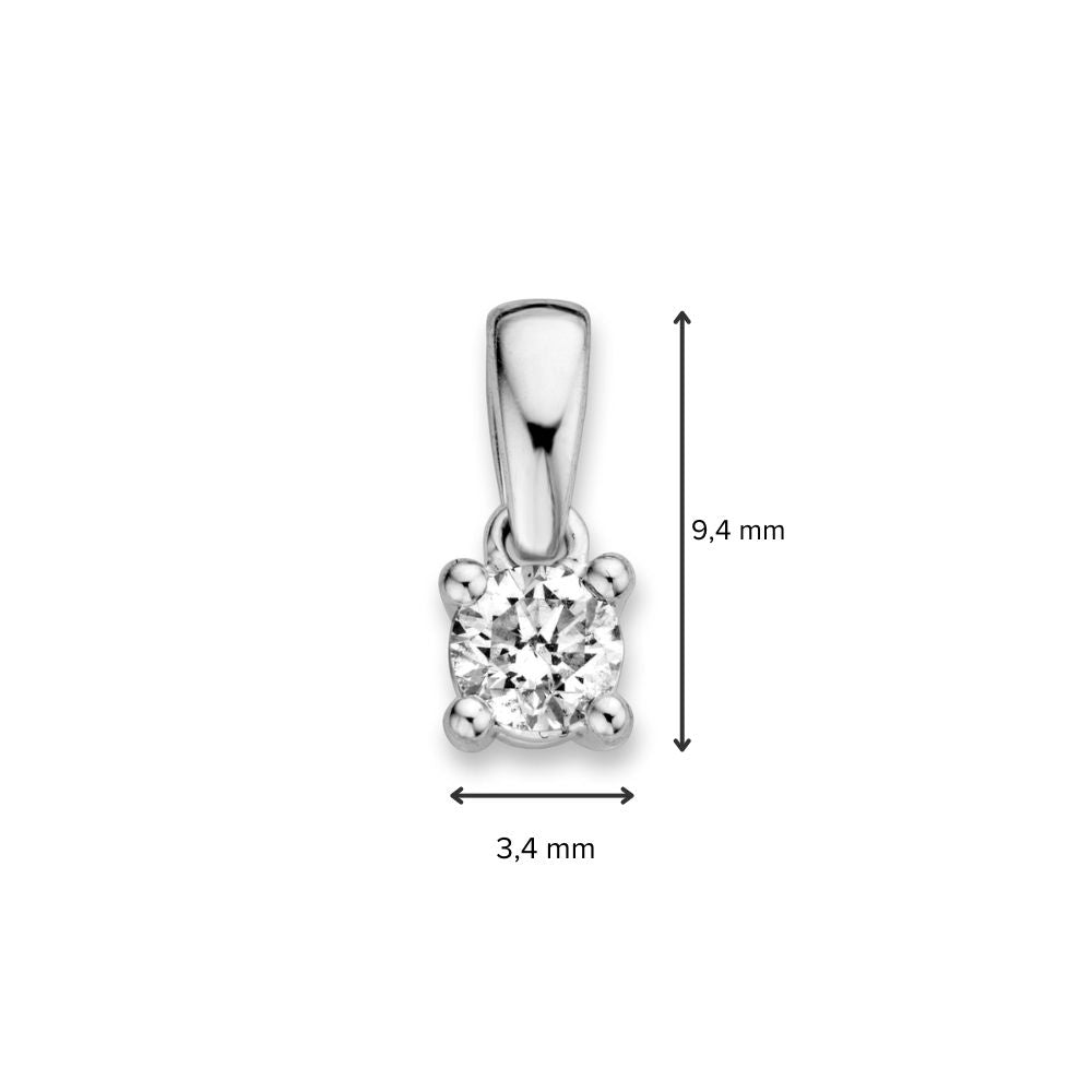 Pendentif en or blanc 14 carats avec diamant brillant de 0,19 ct