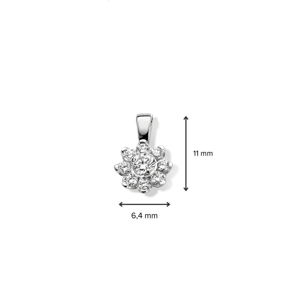 Pendentif entourage en or blanc avec diamant de 0,21 ct – 14 carats, 0,6 gramme, H/SI-1 brillant