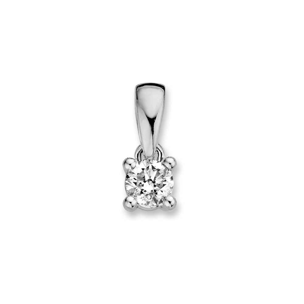 Pendentif en or blanc avec un brillant de 0,25 crt en sertissage à quatre griffes.