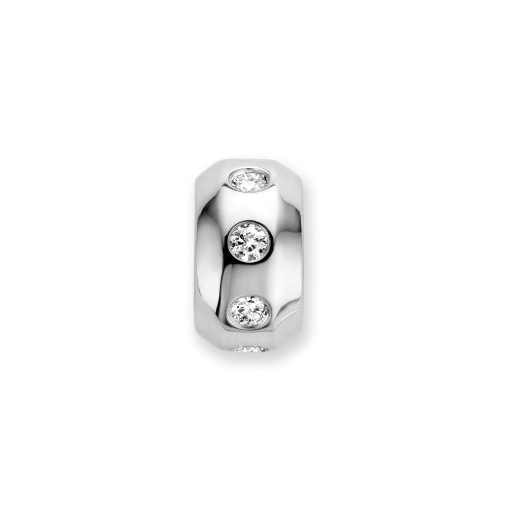 Pendentif en or blanc avec brillants, 0,25 ct, finition lisse et ronde.