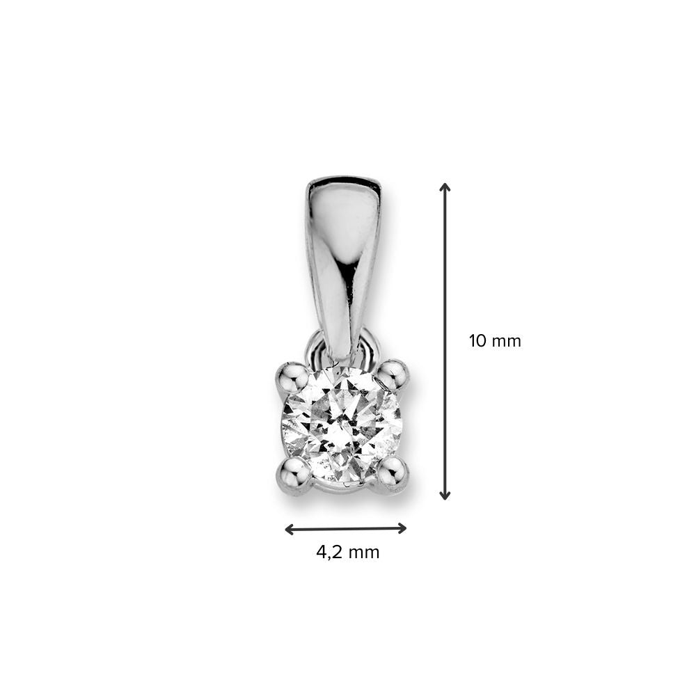 Pendentif solitaire en or blanc avec un diamant de 0,30 ct en sertissage à quatre griffes – 14 carats, 0,5 gramme, qualité H/SI-1