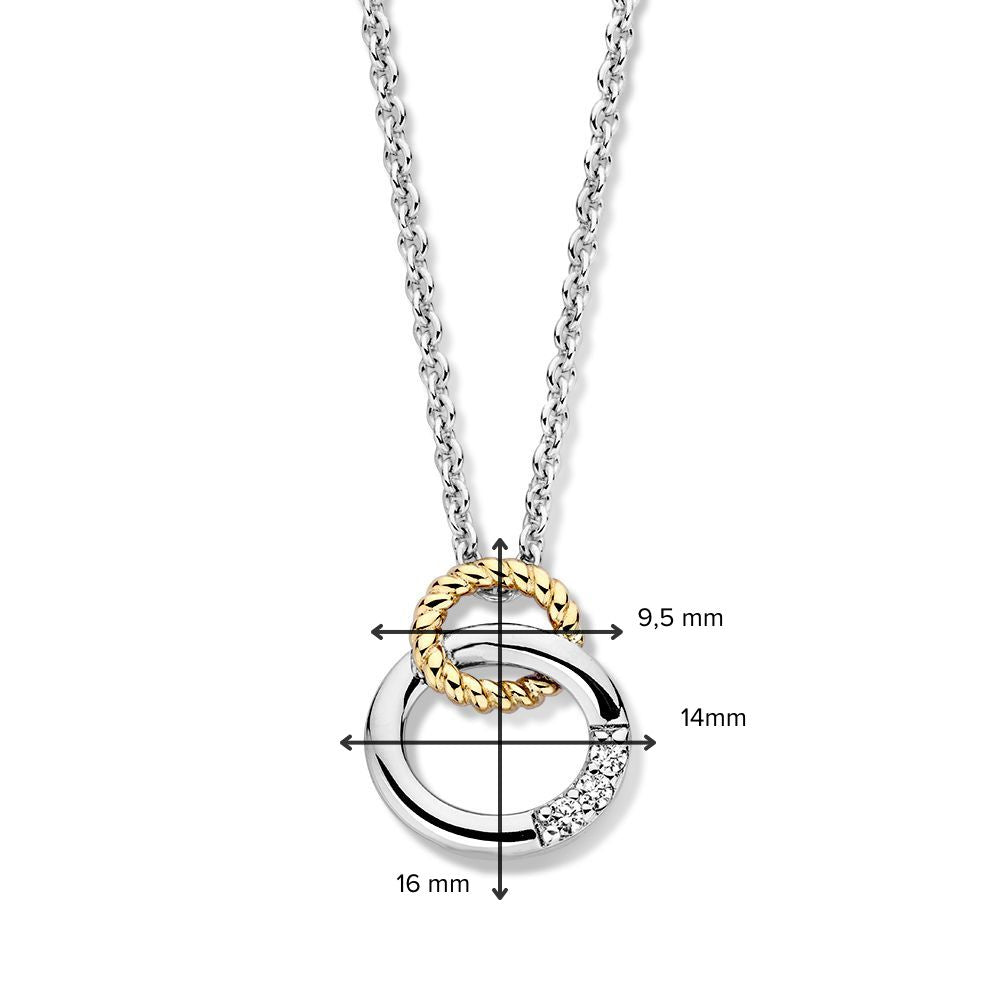 collier en argent avec pendentif en or et trois zircones – 16 mm, 0.7 gram