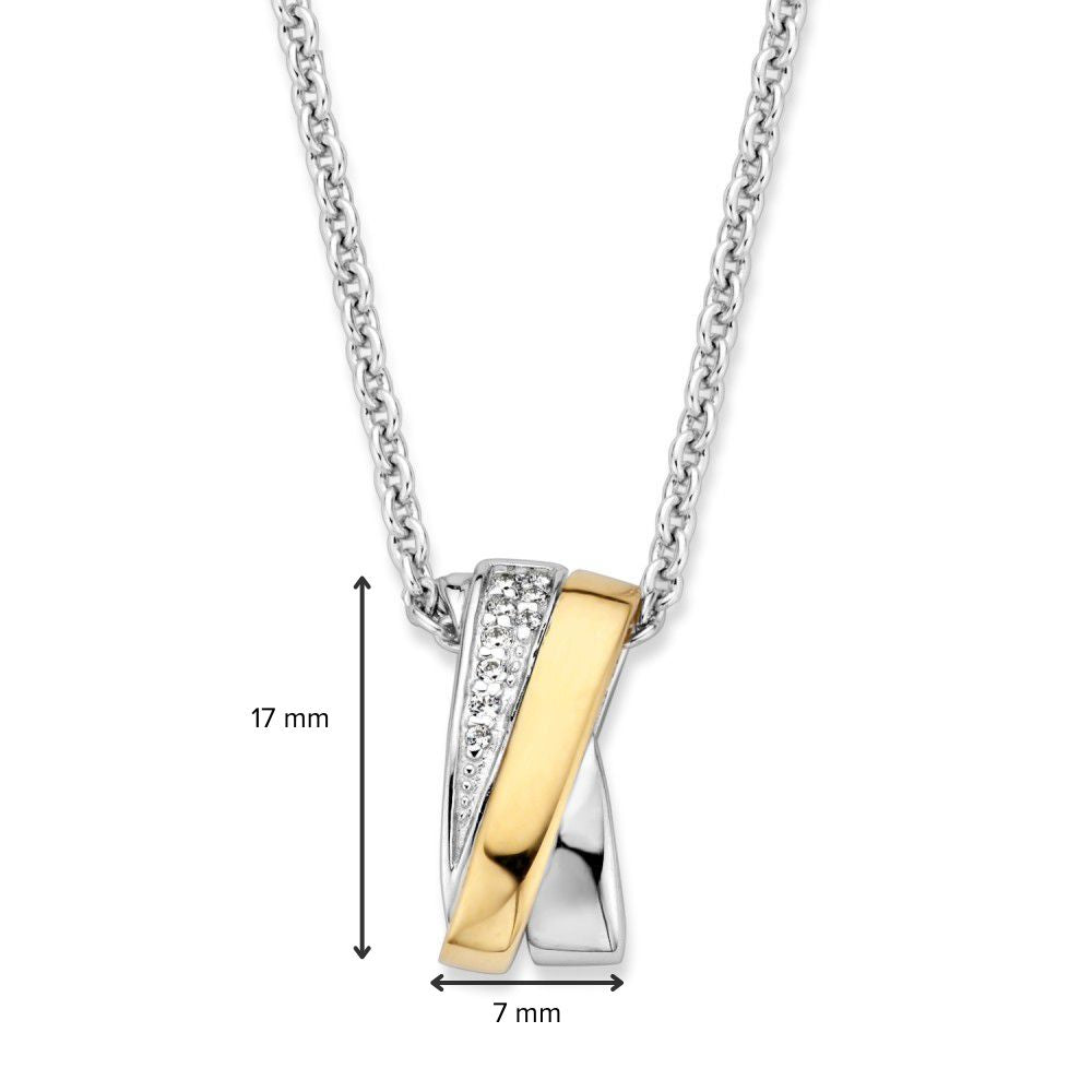 Pendentif en argent et or avec zircone blanche – 17 mm, 0.7 gram
