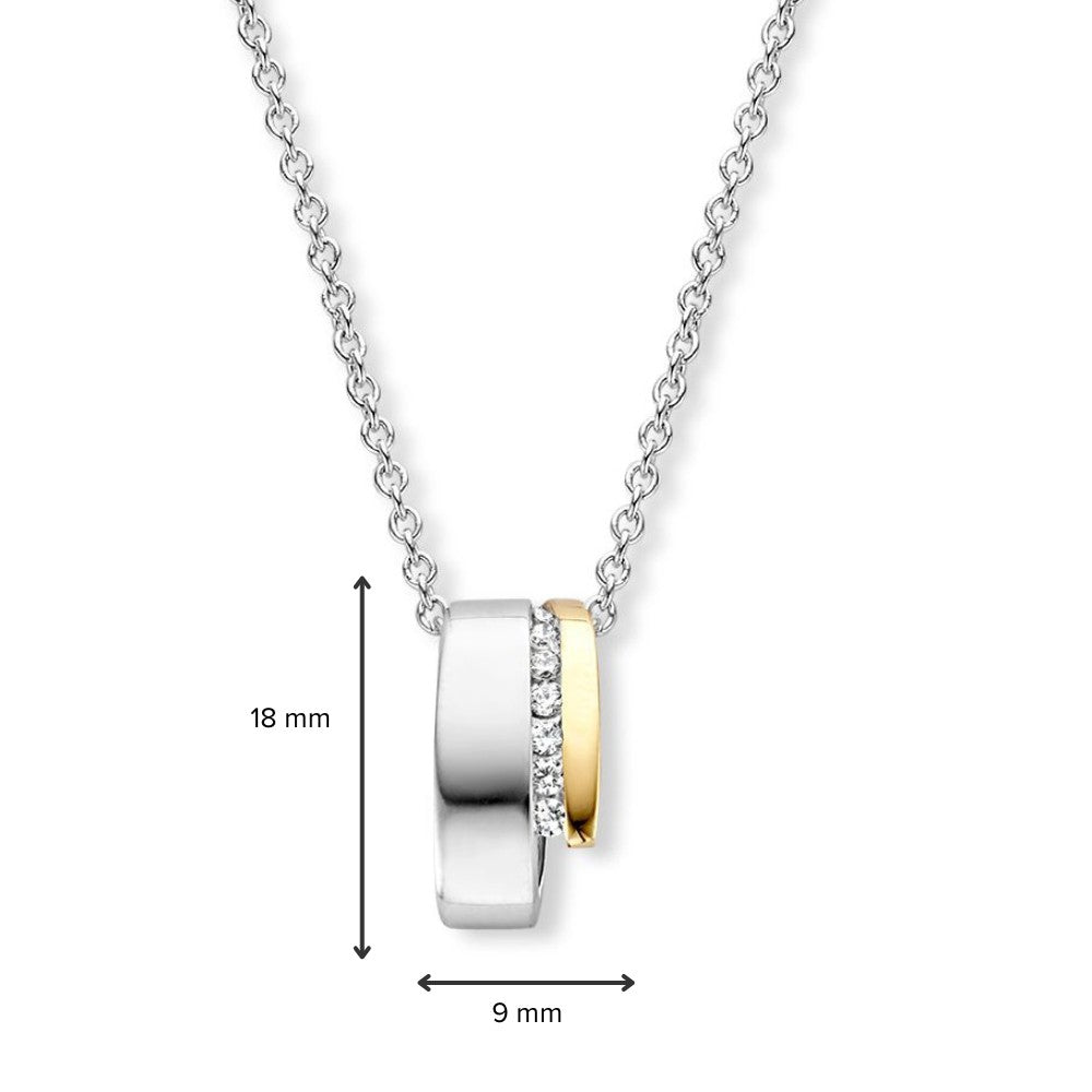Pendentif en argent et or avec zircone blanche – 18 mm, 0.4 gram