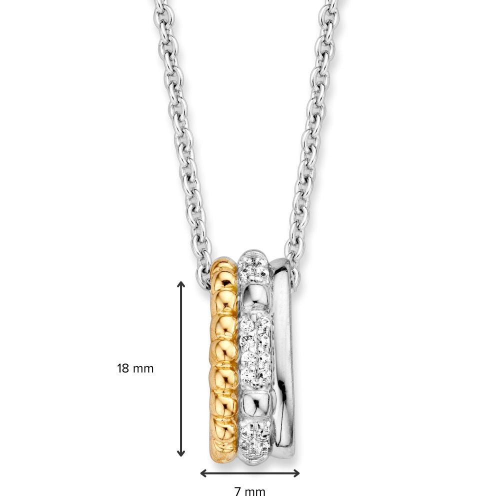 Pendentif en argent et or avec zircone blanche – 18 mm, 0.7 gram