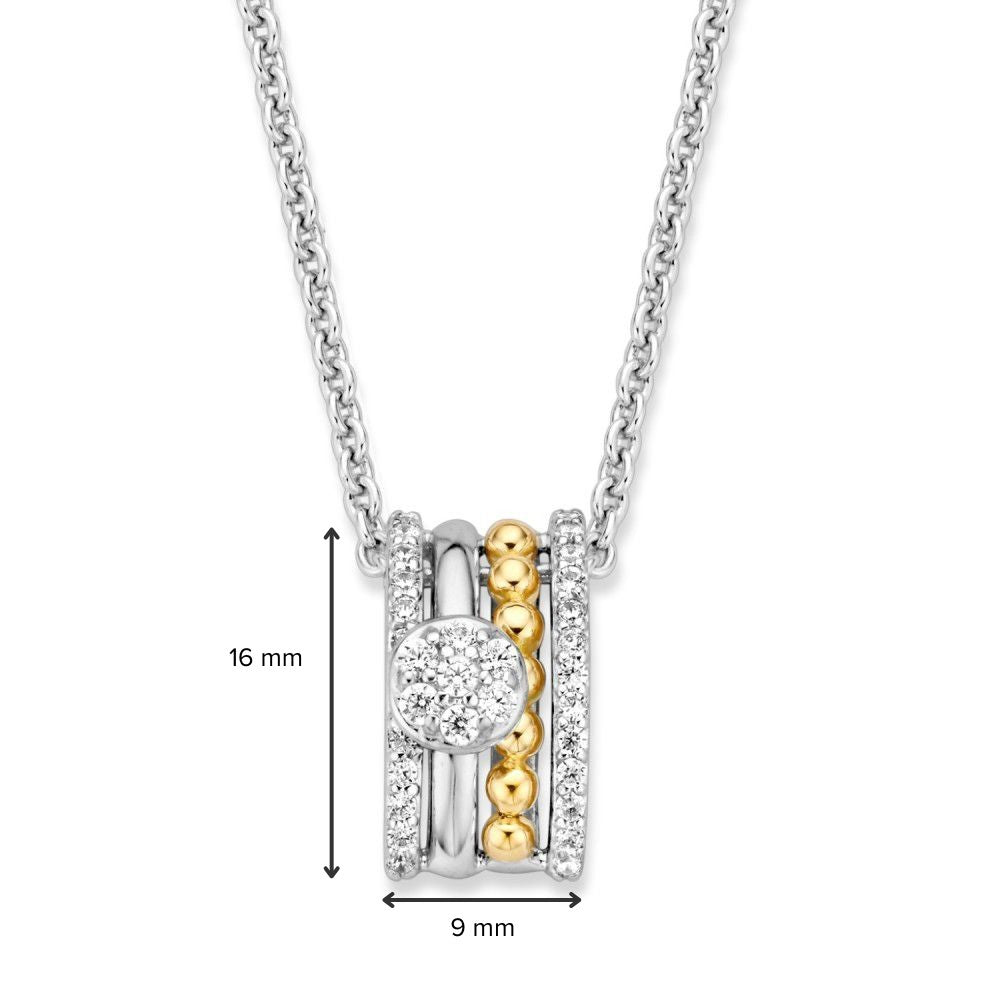 Pendentif en argent et or avec zircone blanche – 16 mm, 0.6 gram